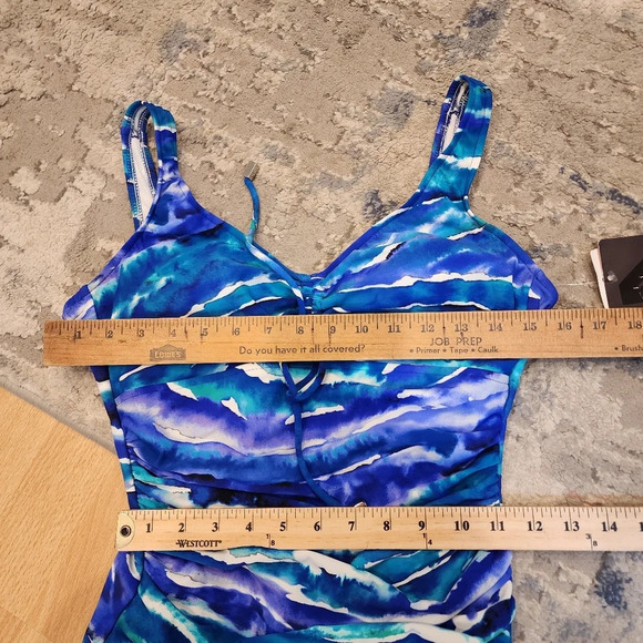 NWT Magicsuit by Miraclesuit ruched blue one peice swimsuit. Size 10 - Picture 8 of 13